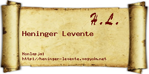 Heninger Levente névjegykártya